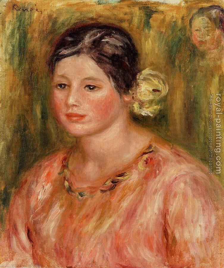 Pierre Auguste Renoir : Head of a Young Girl in Red